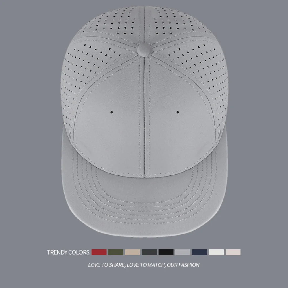 High Quality Full Closed Mens Baseball Cap Causal 6 Panels Trucker Hat Breathable Solid Flat Brim Stretchy Caps Quake