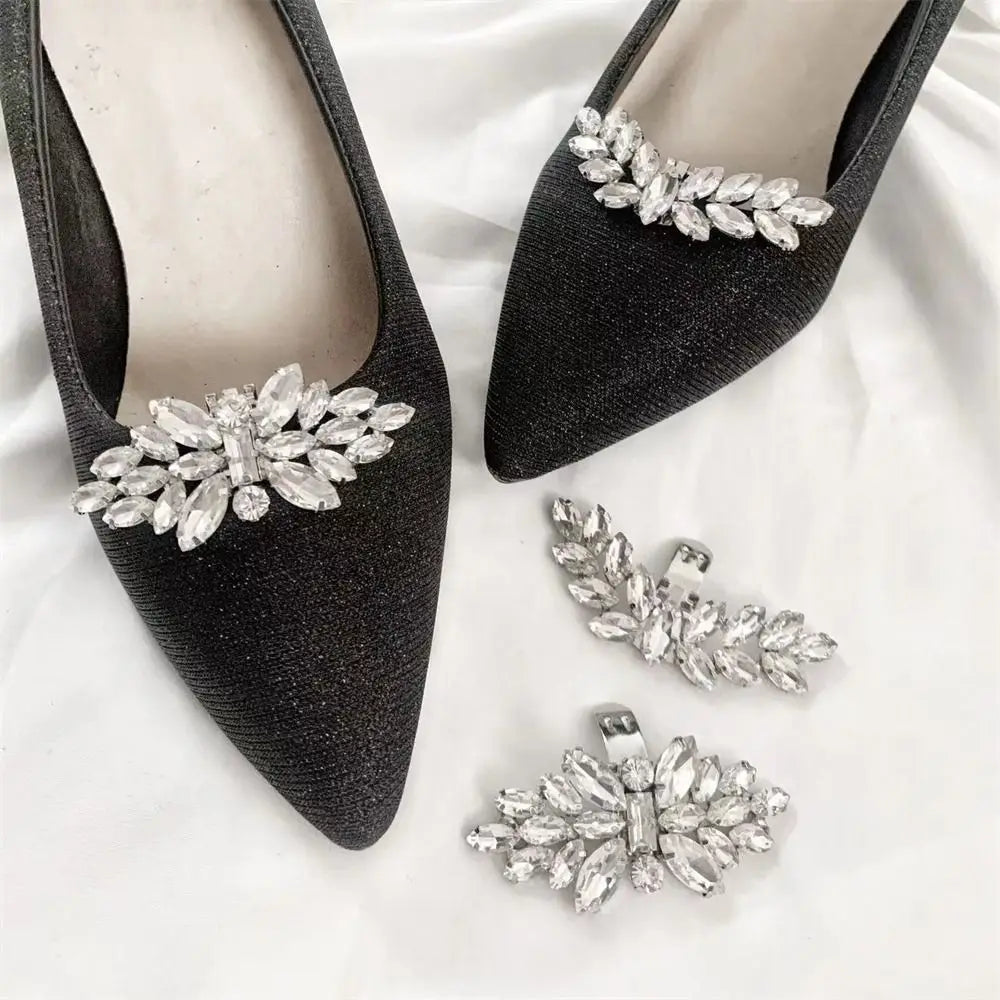 1Pcs Removable Shoe Clips Wedding Bride Shoes Decoration Women High Heel Charms Jewelry Rhinestones Crystal Shoes Decoration Quake