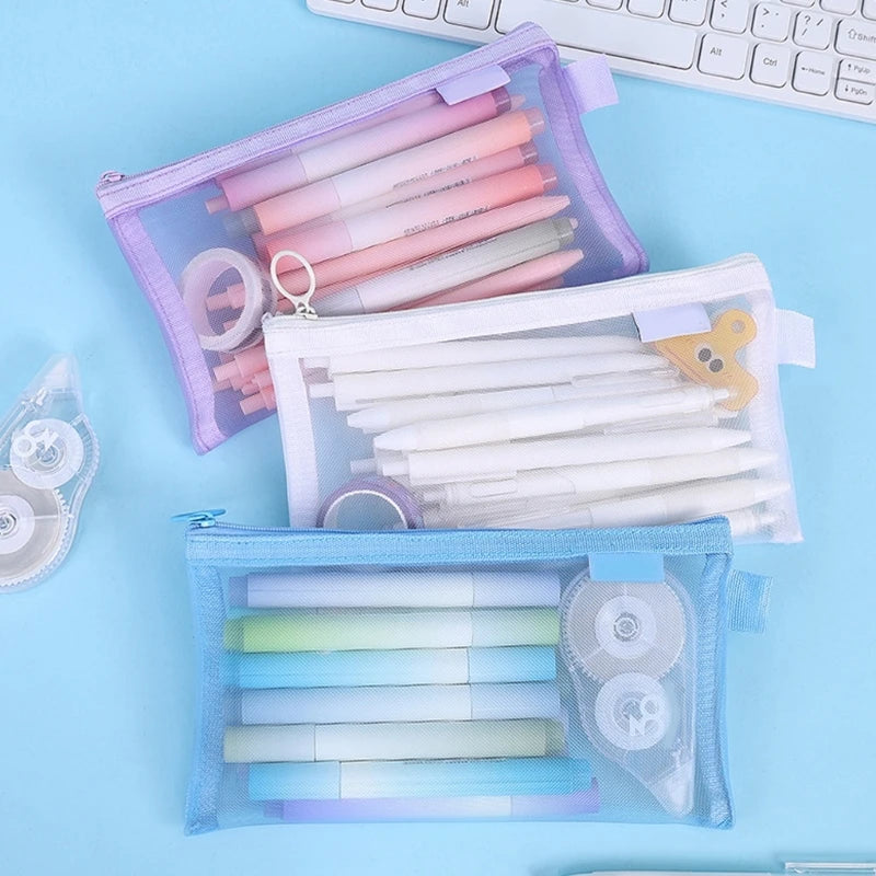 See Through Pencil Case with Top Closure, Writing Tool Storage Bag for School Review and Desk Use, About 21 x 12 K1KF Quake