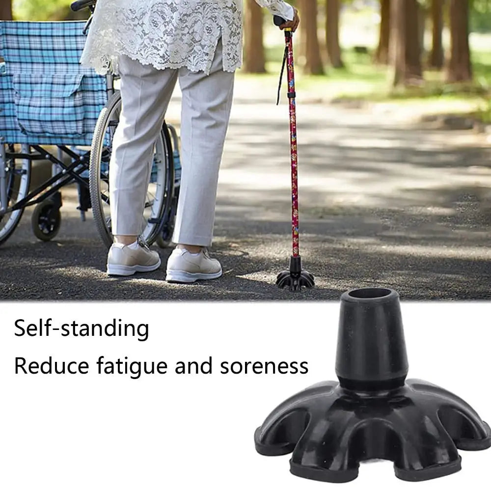 Portable 6 Support Cane Tips Universal Self-Standing Rubber Foot Replacement Rubber Cane Tip Walking Cane Tips Quake