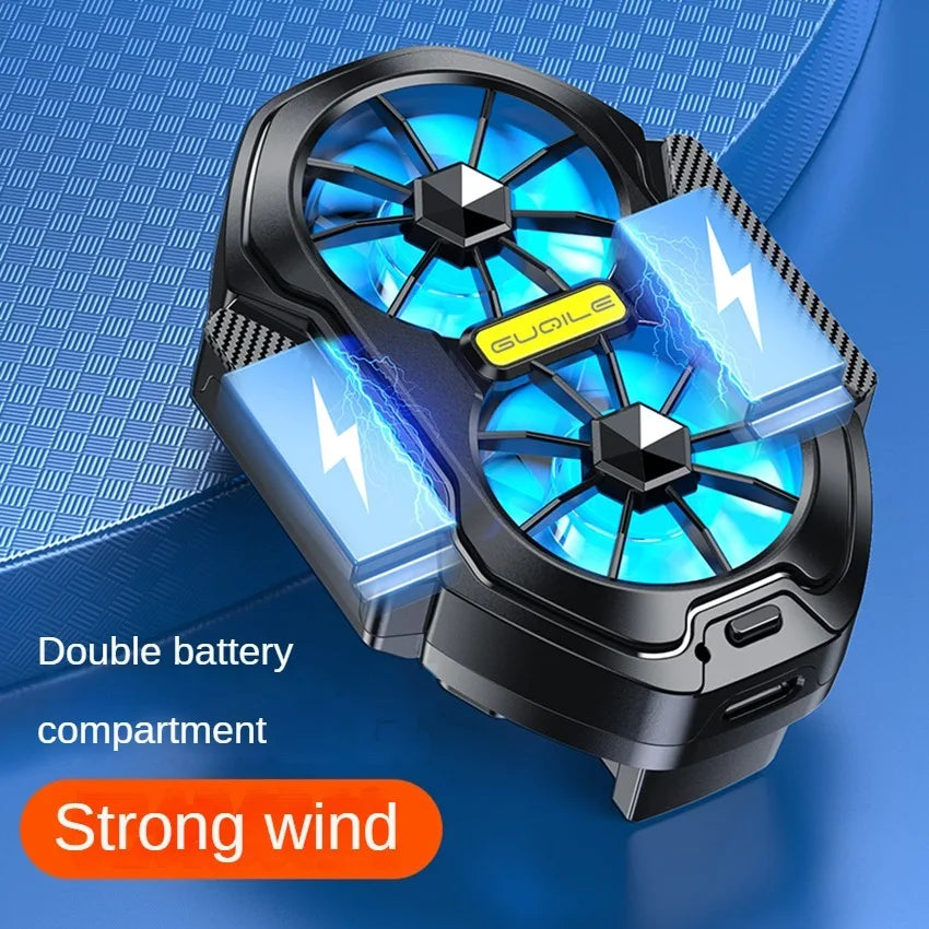 New rechargeable mobile radiator Big Wind dual fan Mobile Game Cooling Mobile fan Mini back clip radiator Quake