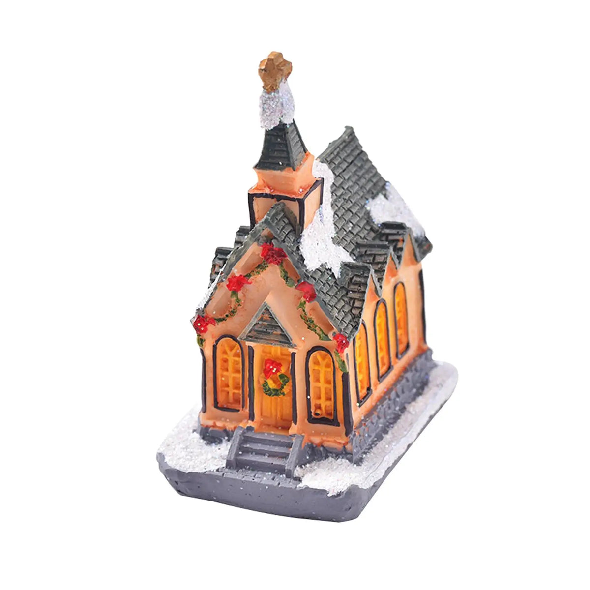 Light up Christmas Village House Decoration Miniature Landscape Desktop Ornament Quake
