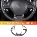 For Mitsubishi Outlander 2017-2021 ABS Carbon Fiber Style Inner Sticker Car Interior Steering Wheel Cover Trim Frame Decotation Quake Default Title