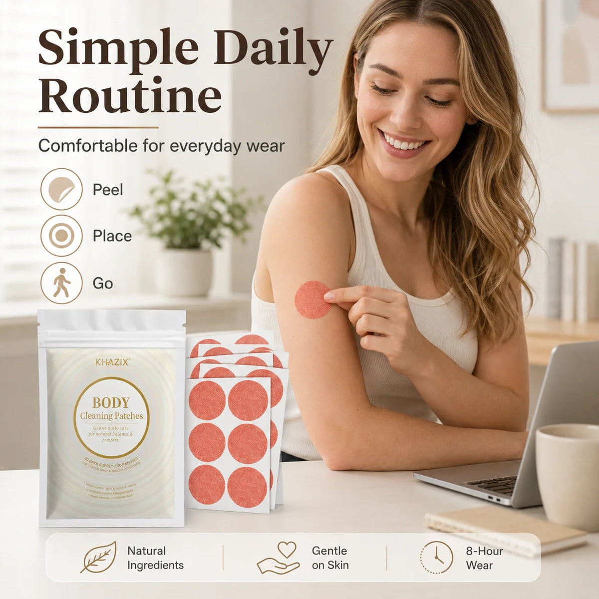 30Pcs Energy Patches Natural Ingredients Vegan Friendly Daily Energy Boost Patch Portable Body Stickers for Work Travel Sports Quake