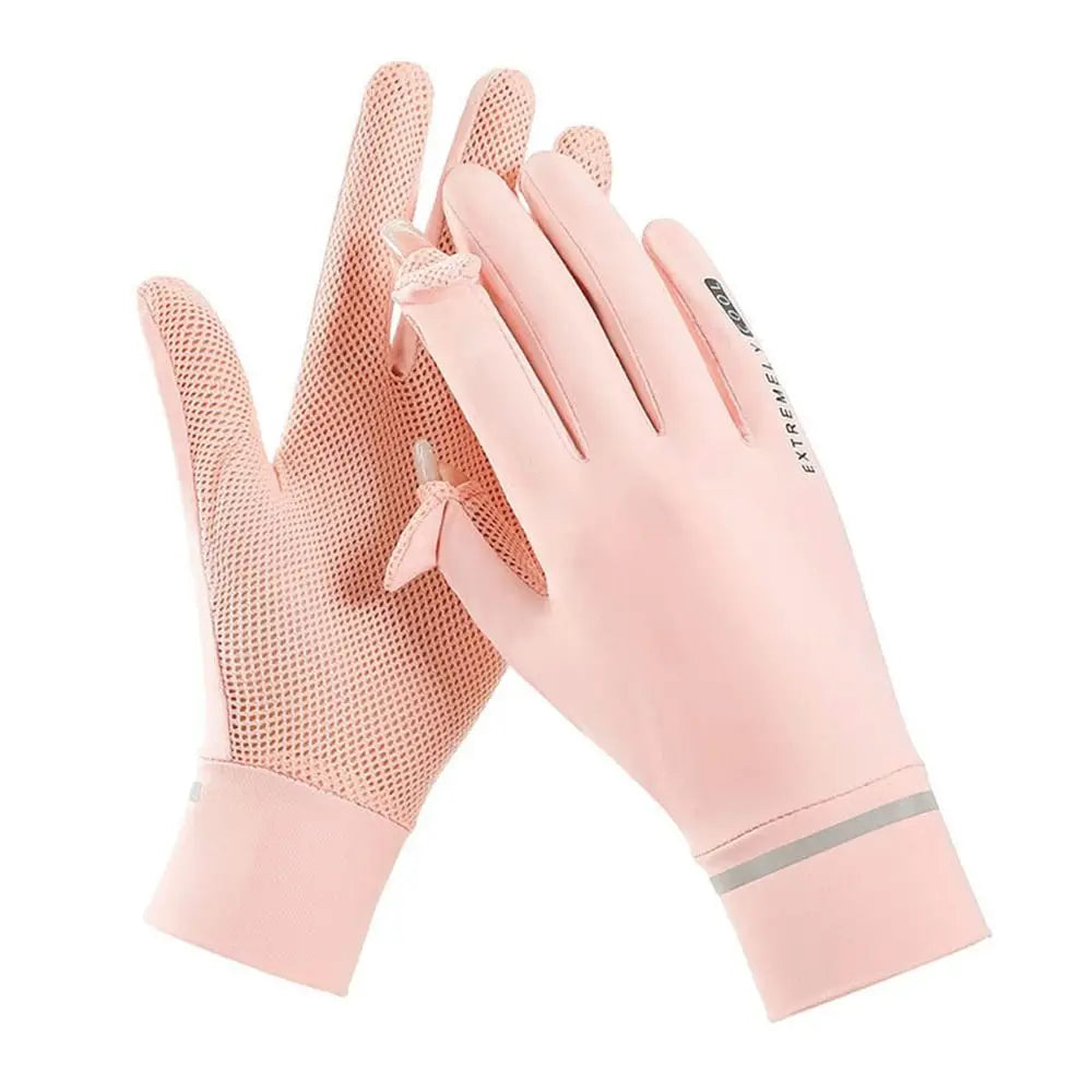 Women Female Thin Sunscreen Anti-UV Gloves Mittens Ice Silk Gloves Sun Protection Gloves Quake