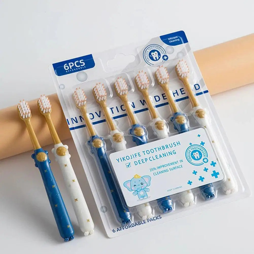 6 Pack Soft Bristle Toothbrush for Sensitive Teeth & Gums, Gentle Plaque Removal for Adults Kids Clean Teeth And Protect Gums Quake