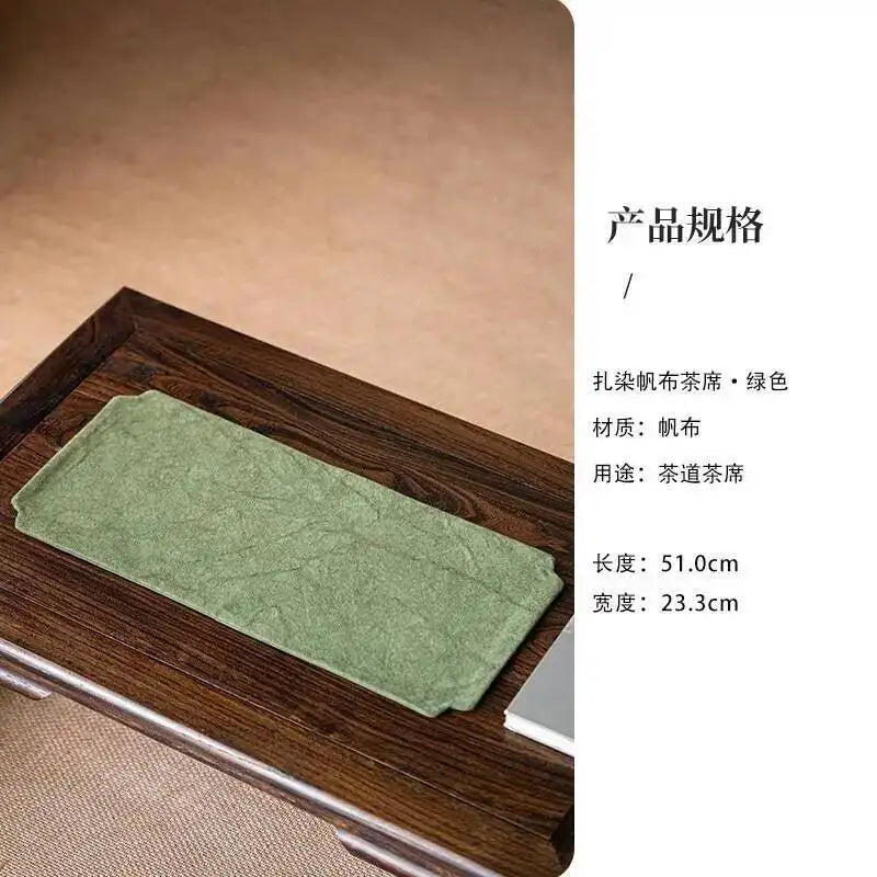 Chinese Tie-dye Canvas Dry Tea Mat Zen Tea Table Mat Double-sided Waterproof Anti-dirt Tea Ceremony Accessories Quake