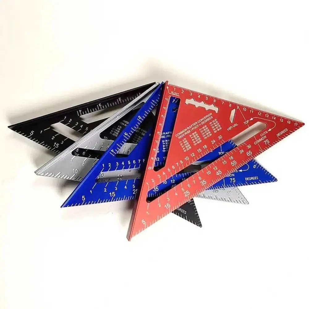 New 7Inch Triangle Ruler Measurement Tool Aluminium Alloy Carpenter Tools Inch Metric Angle Ruler Speed Square Woodworking Tools Quake