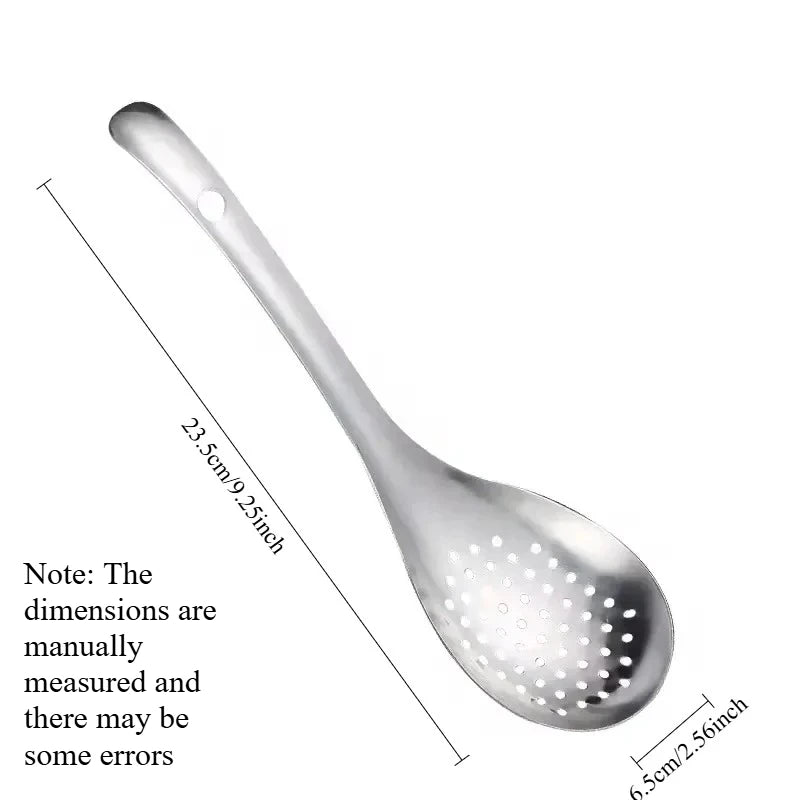Thickened Stainless Steel Slotted Spoon Kitchen Colander Skimmer Spoon for Noodles Dumplings Frying Hot Pot Food Strainer Ladle Quake 1pc