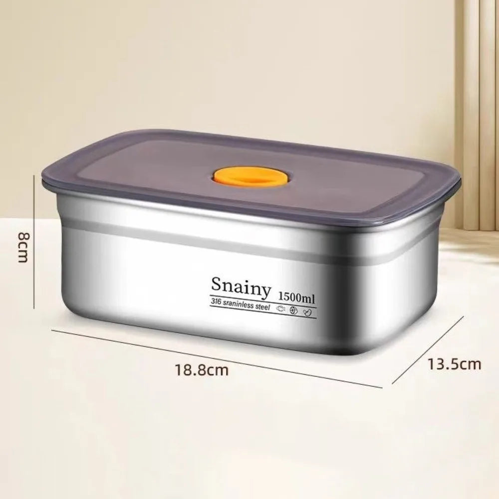 New Stainless Steel Camping Lunch Box Sealed Large Capacity Bento Box Leak-proof Refrigerator Freezer Storage Box Camp Supplies Quake 1500ml