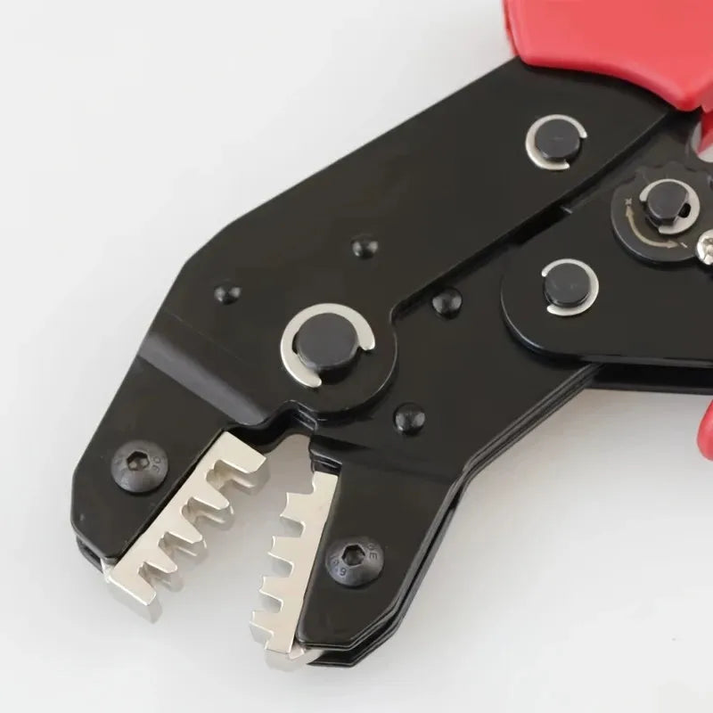 SN-58B Ratchet Crimper Tool for 0.25-1.5mm² AWG (24-16) - Compatible with Dupont, TE, JST, Molex Connectors - Black & Red Handle Quake