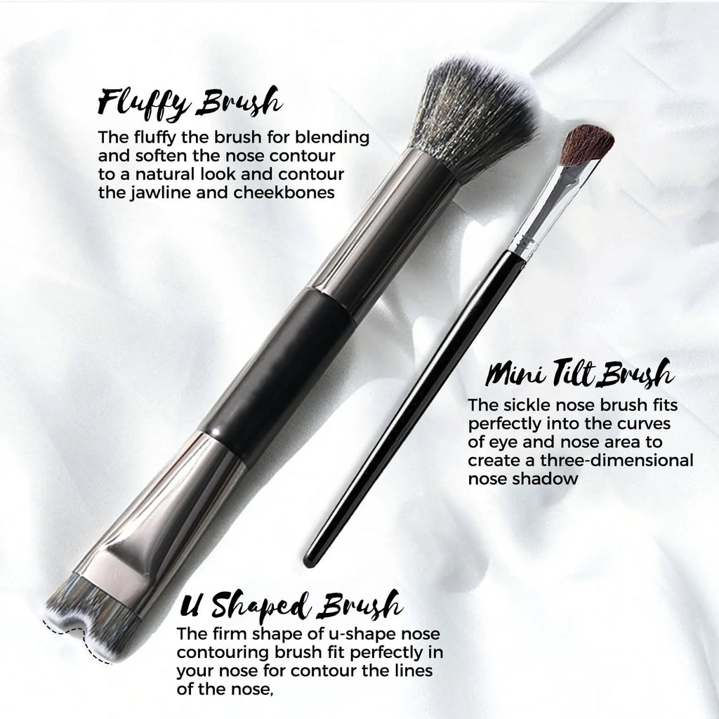2 PCS Makeup Brushes U-Shaped Makeup Brush & Nose Shadow Brush Quake