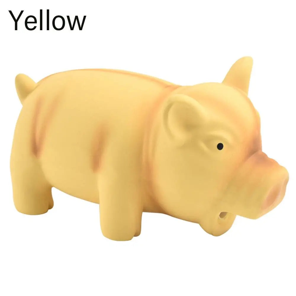Chew Training Pets Accessories Interactive Squeak Latex Pet Chew Rubber Sound Pig Dog Chew Quake yellow