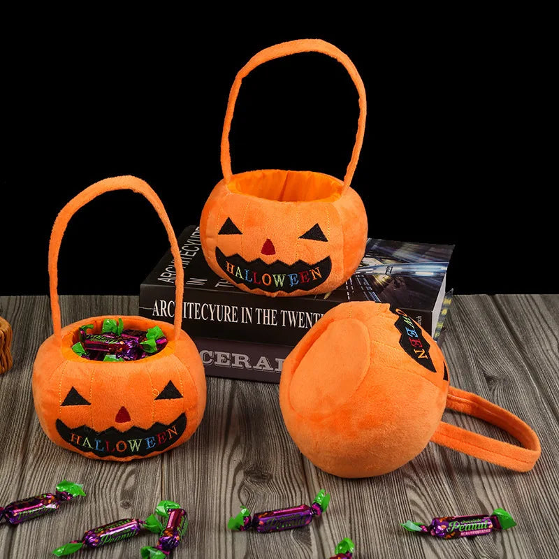 1PC Halloween Handheld Pumpkin Bag Kids Trick Or Treat Candy Storage Bag for Halloween Cos Party Holiday Gift Supplies Quake