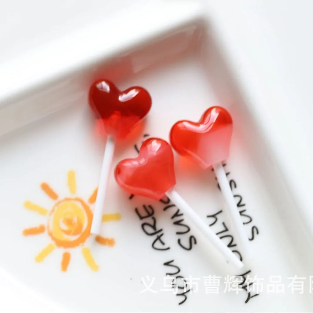 20Pcs Colorful Simulation Heart Lollipop Resin Charms for Jewelry Making Accessories DIY Pendants Earrings Keychain Decoration Quake