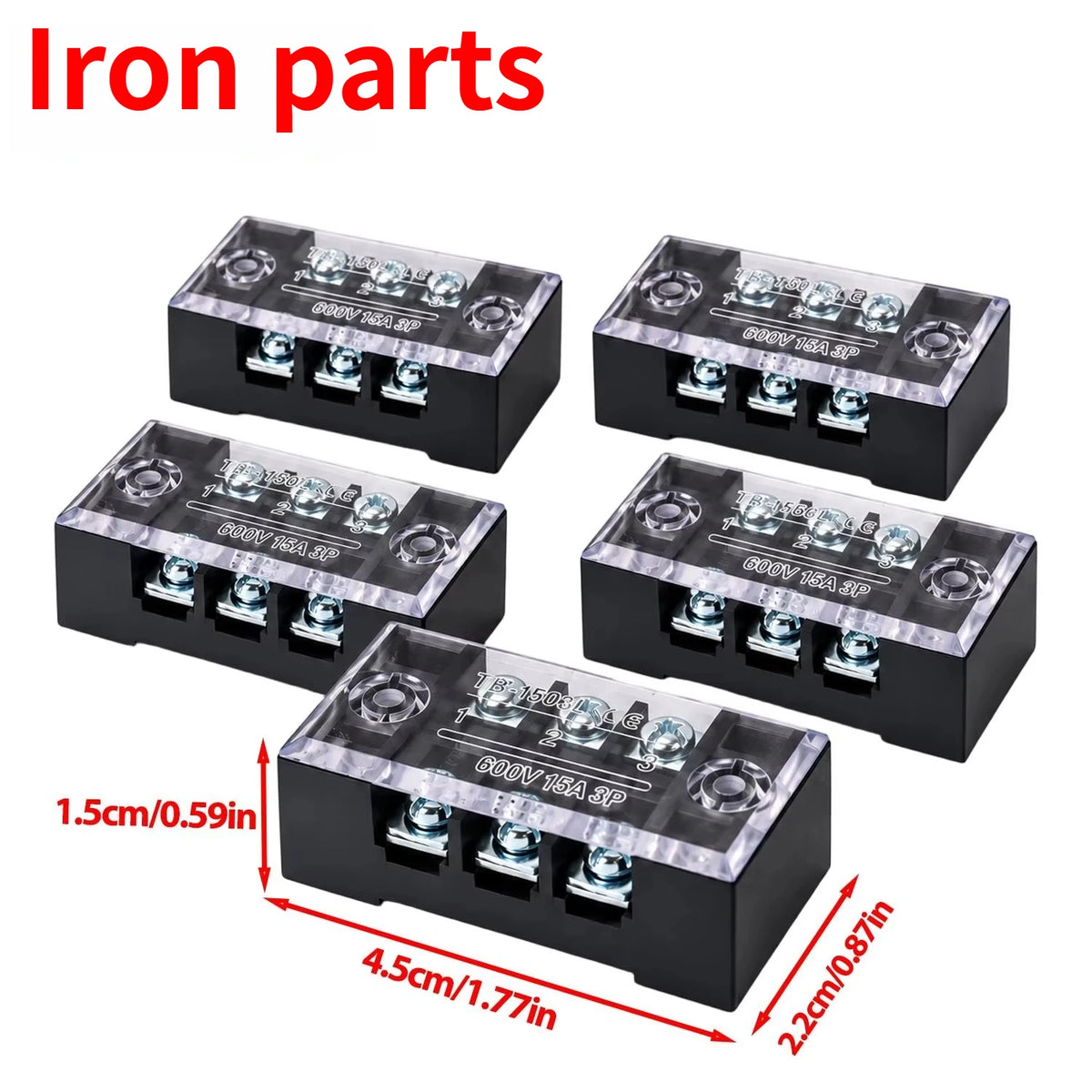 TB1503 Terminal Blocks 600V 15A Dual Row Screw Terminal Block Flame Retardant Fixed Wiring Strip for Industrial Control Cabinets Quake Iron parts 10PCS