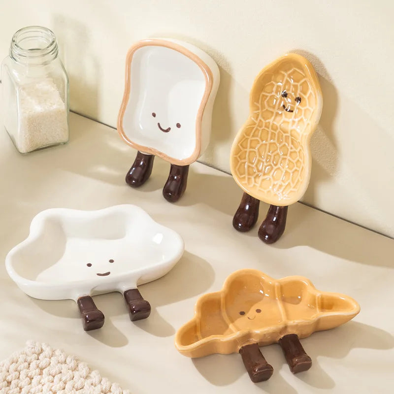 Cartoon Cute Bread Shaped Ceramic Seasoning Dish Irregular Creative Home Utensils Dipping Dish Quake