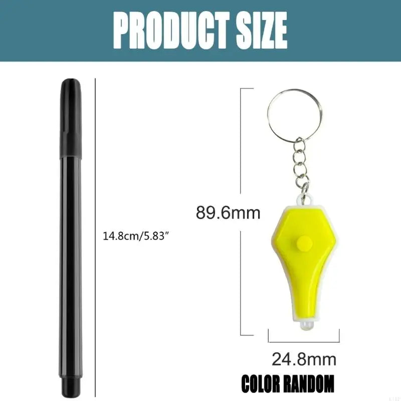 2Pcs Invisible Inks Pen with LED Keychain Flashlight for Secret Note K1KF Quake