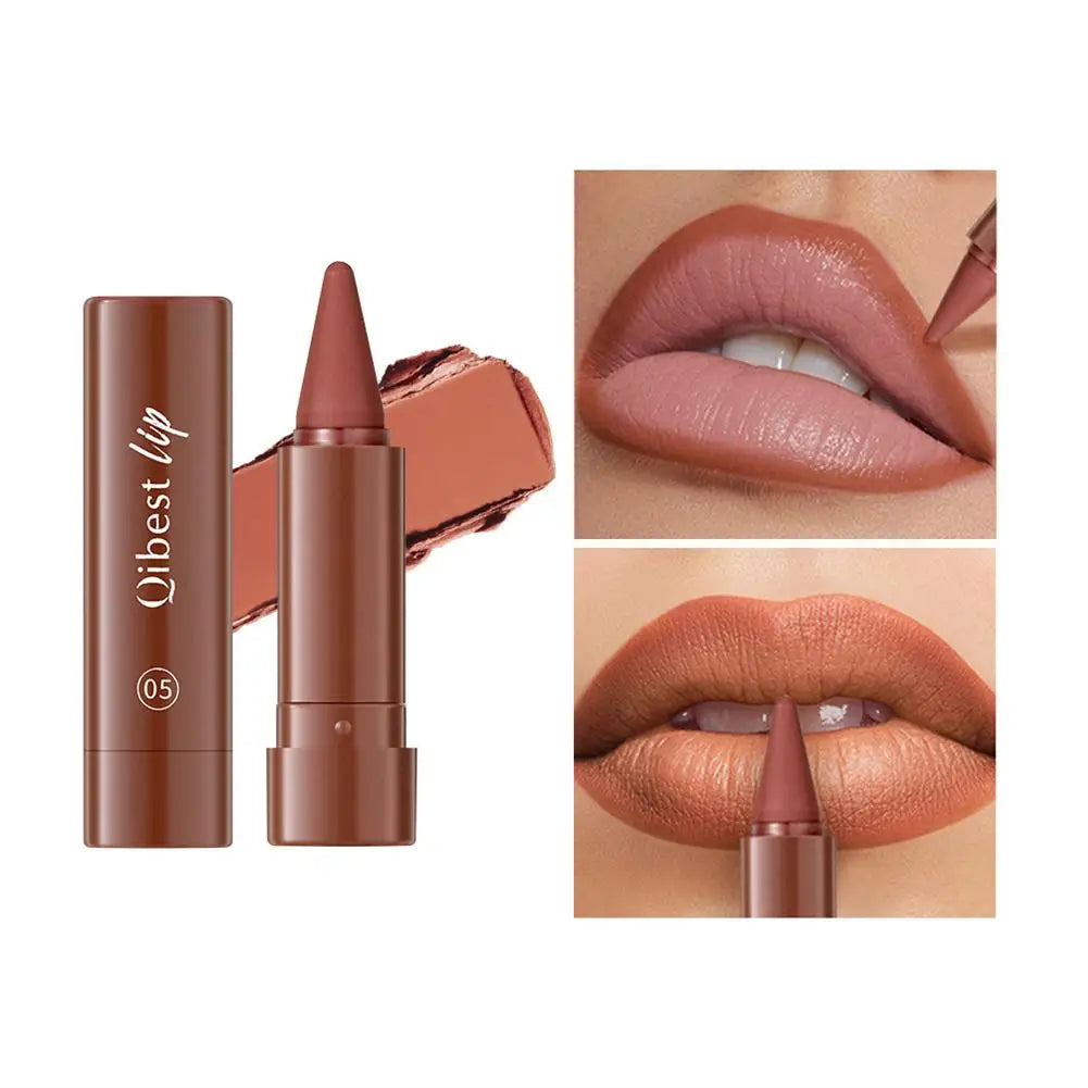 Twist Up Gradient Matte Lipstick Crayon Lip Liner Pencil For Women, Long Lasting Waterproof Flawless Contour Lip Pencil Crayon Quake 05