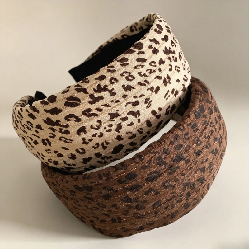 Vintage Leopard Print Wide Headband for Women High‑Crania Padded Hair Hoop Fashion Daily Wear Ladies Hair Accessories Quake