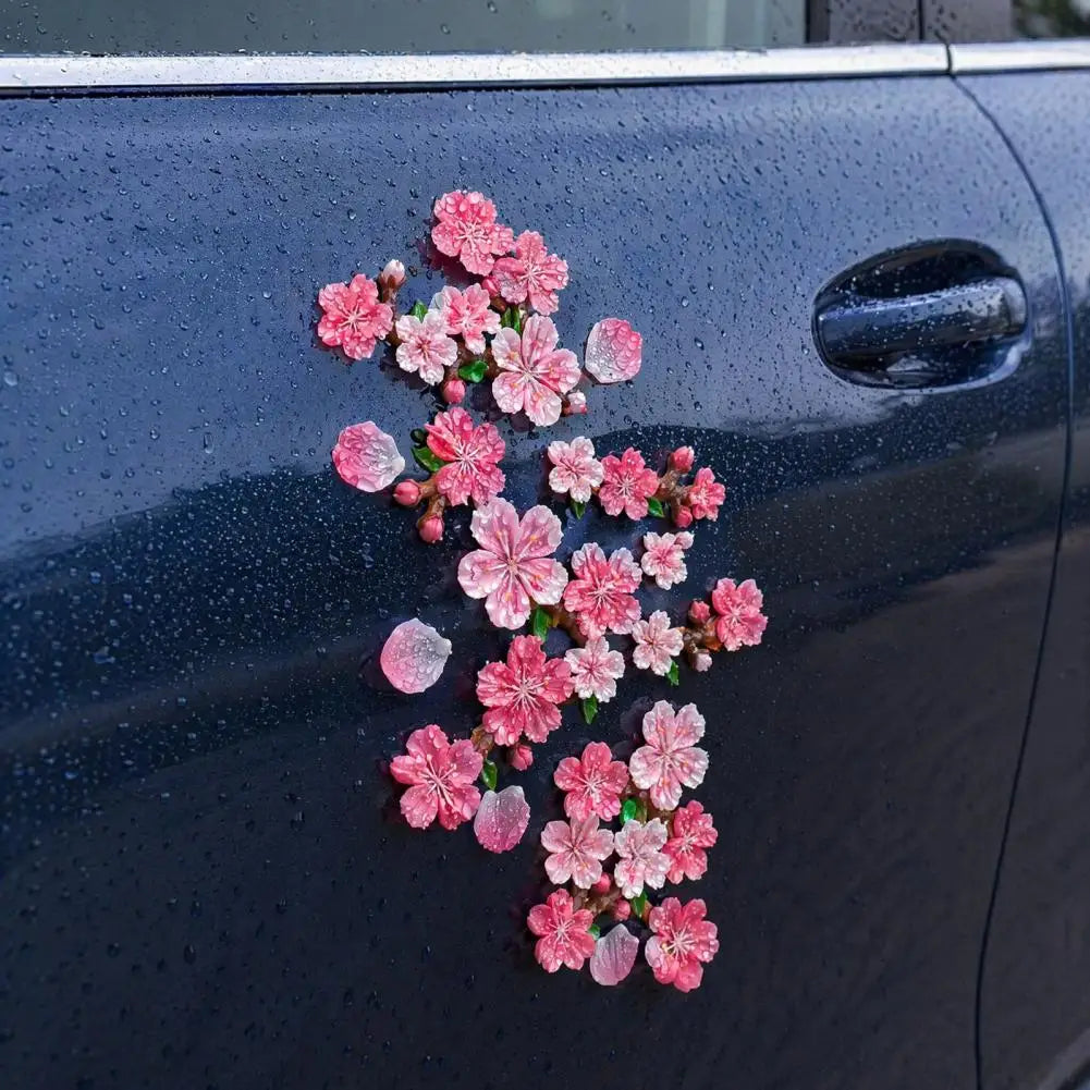 Moisture Proof Car Decal Peach Blossom Car Sticker Resin Flower Decal for Auto Motorcycle Heat Resistant Waterproof for Bumper Quake