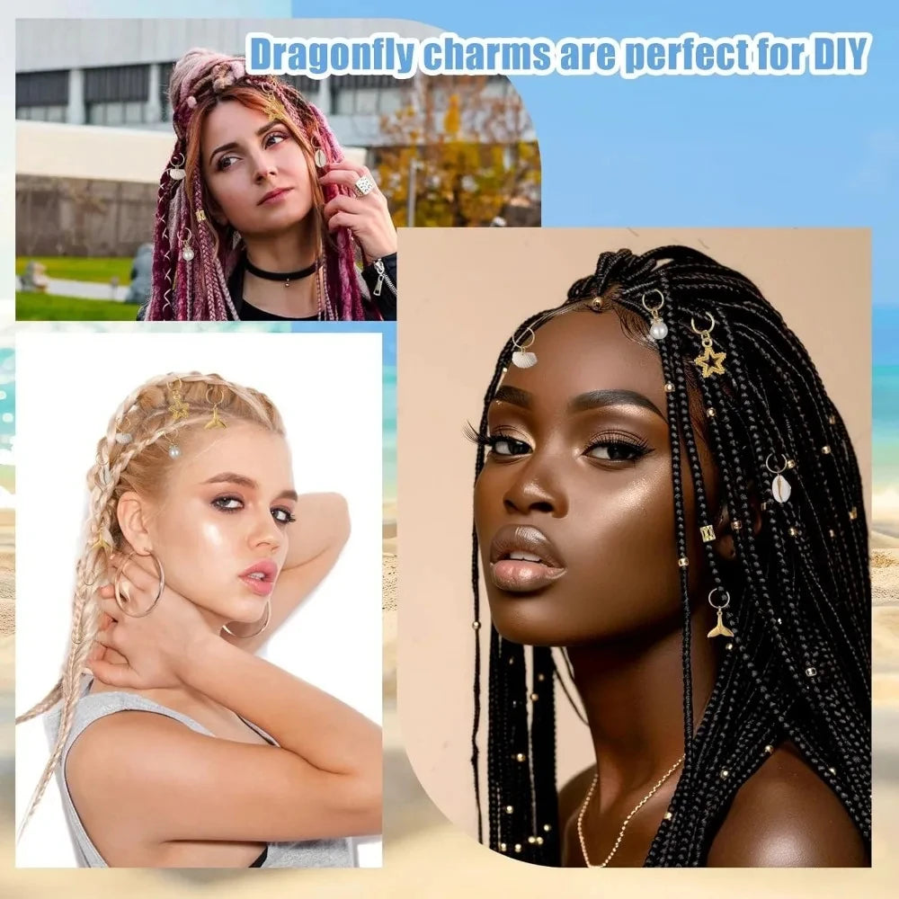 40pcs Wig Dreadlocks Pendant Zinc Alloy Braided Hair Ring Star Small Pendant Hair Ornament DIY Jewelry Accessories Quake