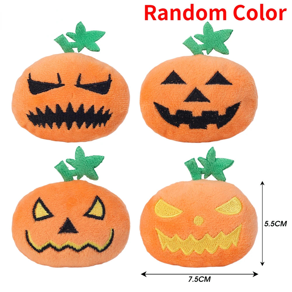 Halloween Dog Toy Funny Pumpkin Ghost Face Pet Biting Toys Soft Plush Cat Tooth Grinding Ball Can Make Sounds Dog Training Toys Quake Random Color 1PC