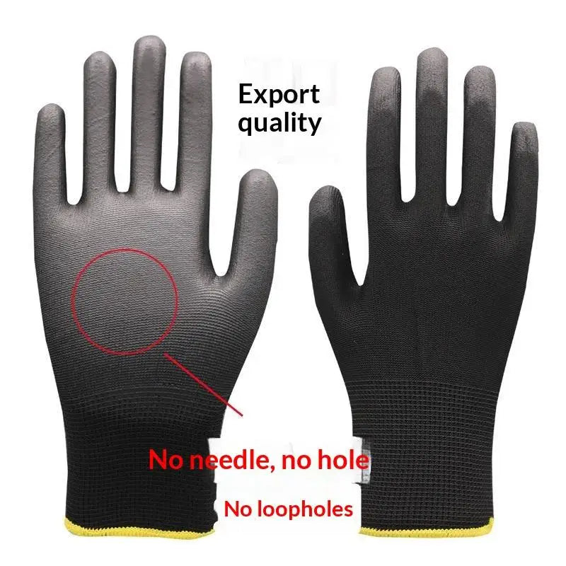1 Pair Black Coating Gloves Nylon PU Gloves Woodworking Horticulture Automobile Maintenance Anti Slip And Dustproof Daily Use Quake Black-M