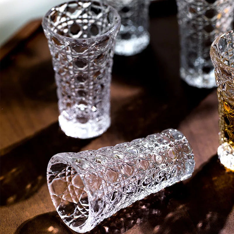 YWDL 6pcs Set Wine Glass Cup Vodka Whiskey Shot Glass Party Spirits Cup Espresso Coffee Mug Clear Cup For Sake Soju Brandy Quake