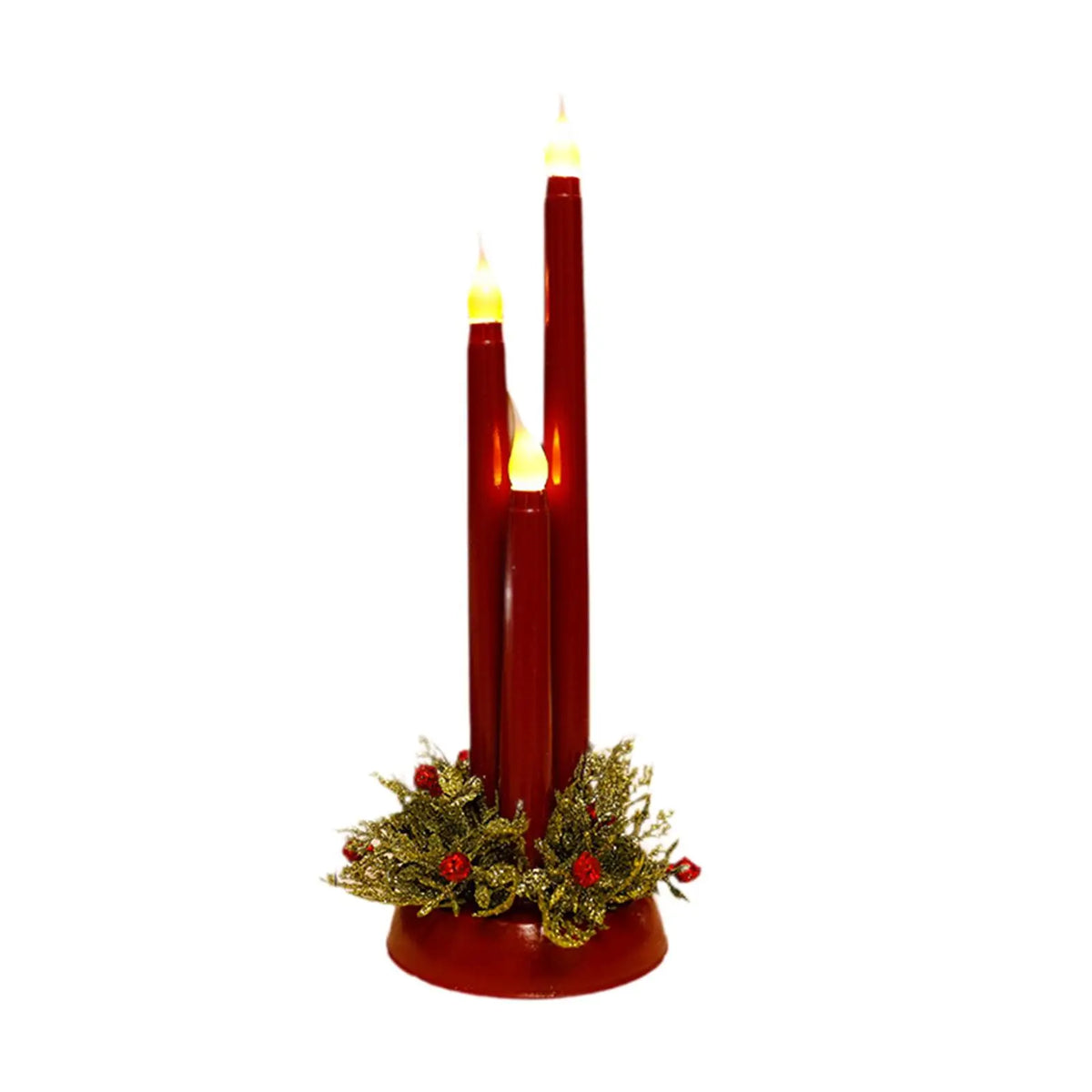 Flameless Christmas Candles, LED Candles, Photo Props, 12 Inch Tall Fake Quake Red