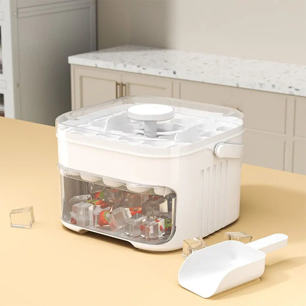 50-Cube Ice Maker with Easy Press Cap Large Capacity with Easy-press Lid Household Ice Storage Ice Box Food-grade Reusable Quake