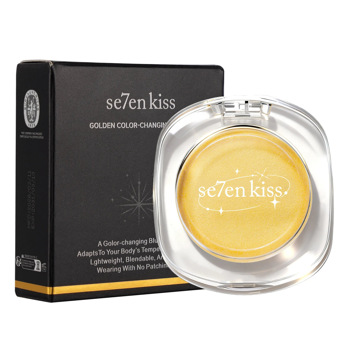 Se7enkiss Gold Color Changing Blush Powder pH Sensitive Shimmer Face Makeup Natural Glow Cheek Cosmetic Trending Now Quake 1pc