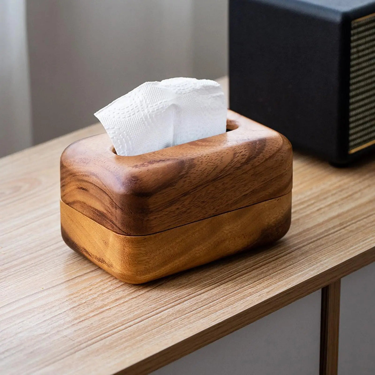 Wood Tissue Box Cover Napkin Holder Modern Minimalist Tissue Holder Organizer for Office Night Stand Bathroom Tabletop Bedroom Quake Default Title