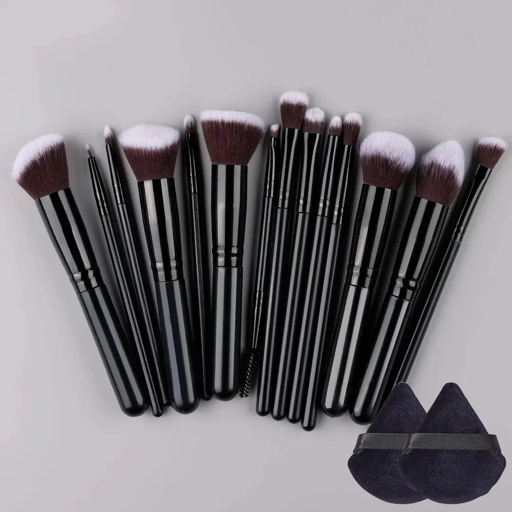 14-16pcs Makeup Brush Set for Women Super Soft Detail Brushes including Blush Foundation Concealer Eyeshadow Beauty Tools Quake AMZ-14BK-PFF