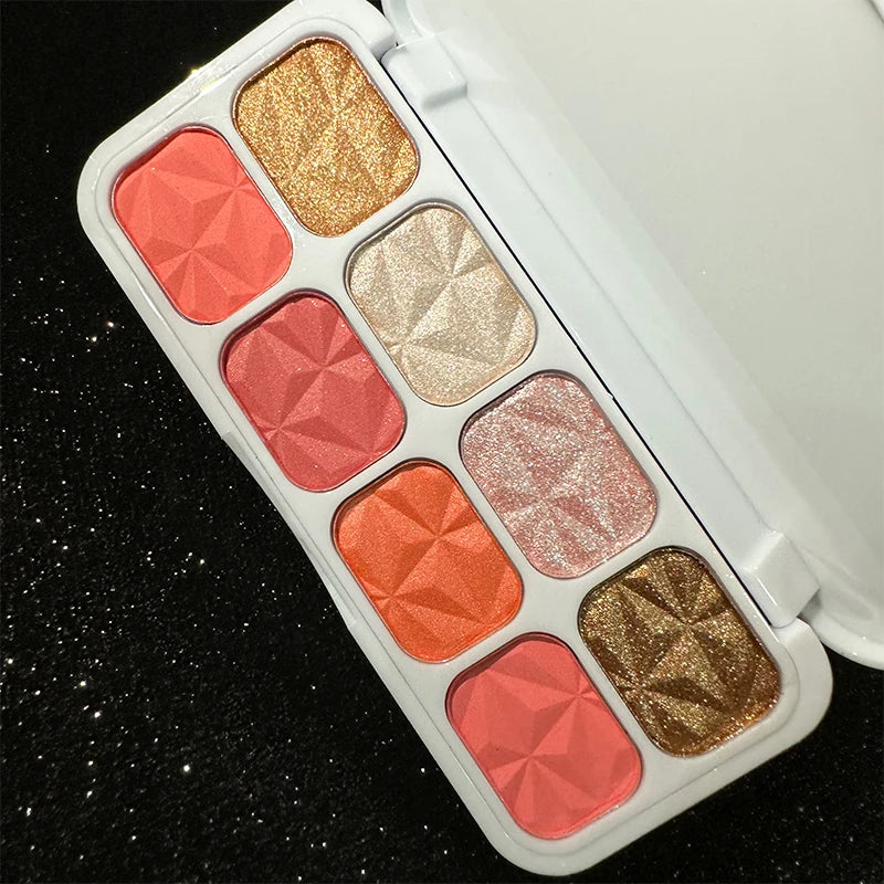 8Colors High-gloss Diamond Highlighter Blush Plate Lasting Contouring Contour Delicate Fine Powder Face Makeup Palette Cosmetics Quake