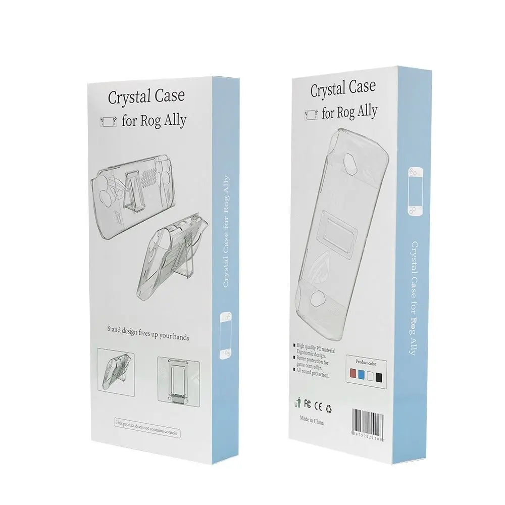 with Kickstand Protective Case Shockproof Transparent Back Cover PC Full Coverage Handheld Console Shell for Asus ROG Ally Quake