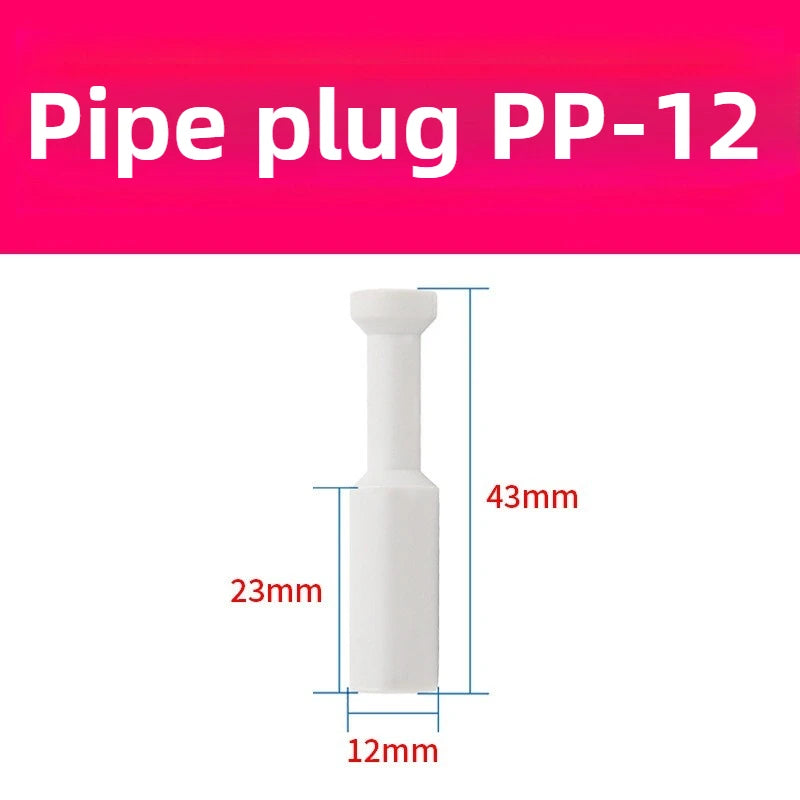 3/5 Pcs PP Pneumatic Connector Quick Plug Plastic Plug Pipe Plug PP 4mm 6mm 8mm 10mm 12mm 14mm 16MM Air Hose Sealing Connector Quake White PP12 5PCS