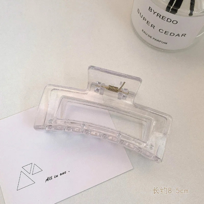 Transparent Grab Clip Korean Simple Large Hairpin Hair Grab Hairpin Bath Styling Tools & Accessories Quake 4 rectangle 8.5cm