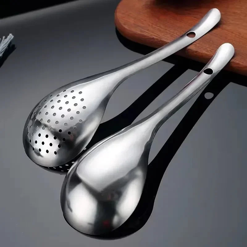 Thickened Stainless Steel Slotted Spoon Kitchen Colander Skimmer Spoon for Noodles Dumplings Frying Hot Pot Food Strainer Ladle Quake