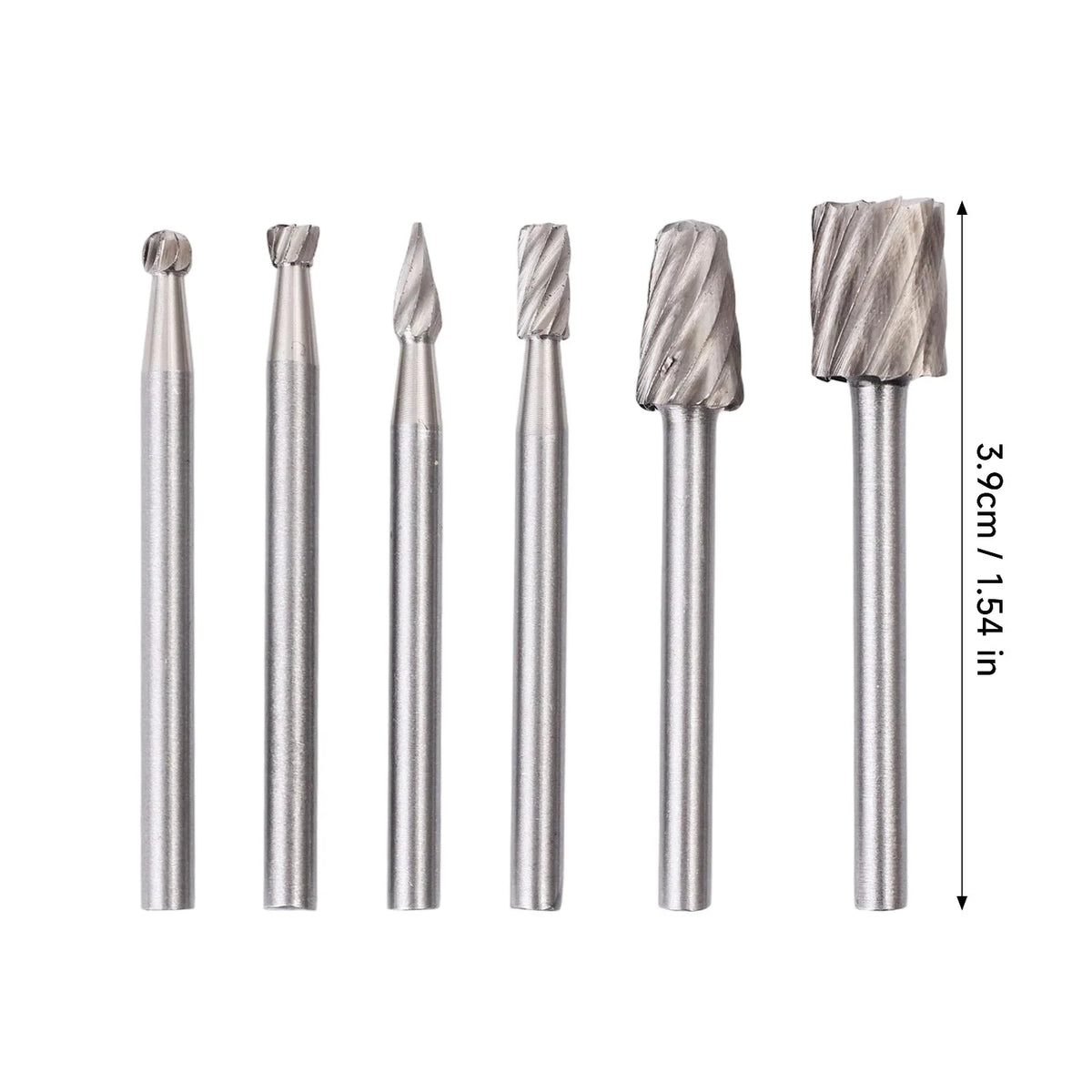 HSS Small Rotating File Grinding Head Set Rust-proof Rotary File Cutter Wood Drill Bit Woodworking Carving Knife Cutter Tools Quake Silver 2Set (12PCS)