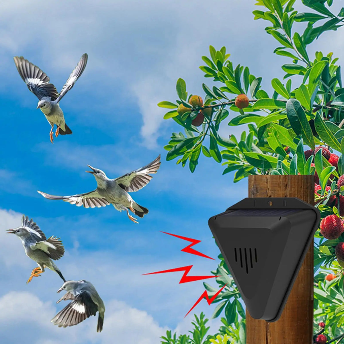 Solar Bird Repeller Outdoor Animal Deterrents Waterproof with 13 Sound Modes for Garden Yard Patio Farmhouse Courtyard Quake
