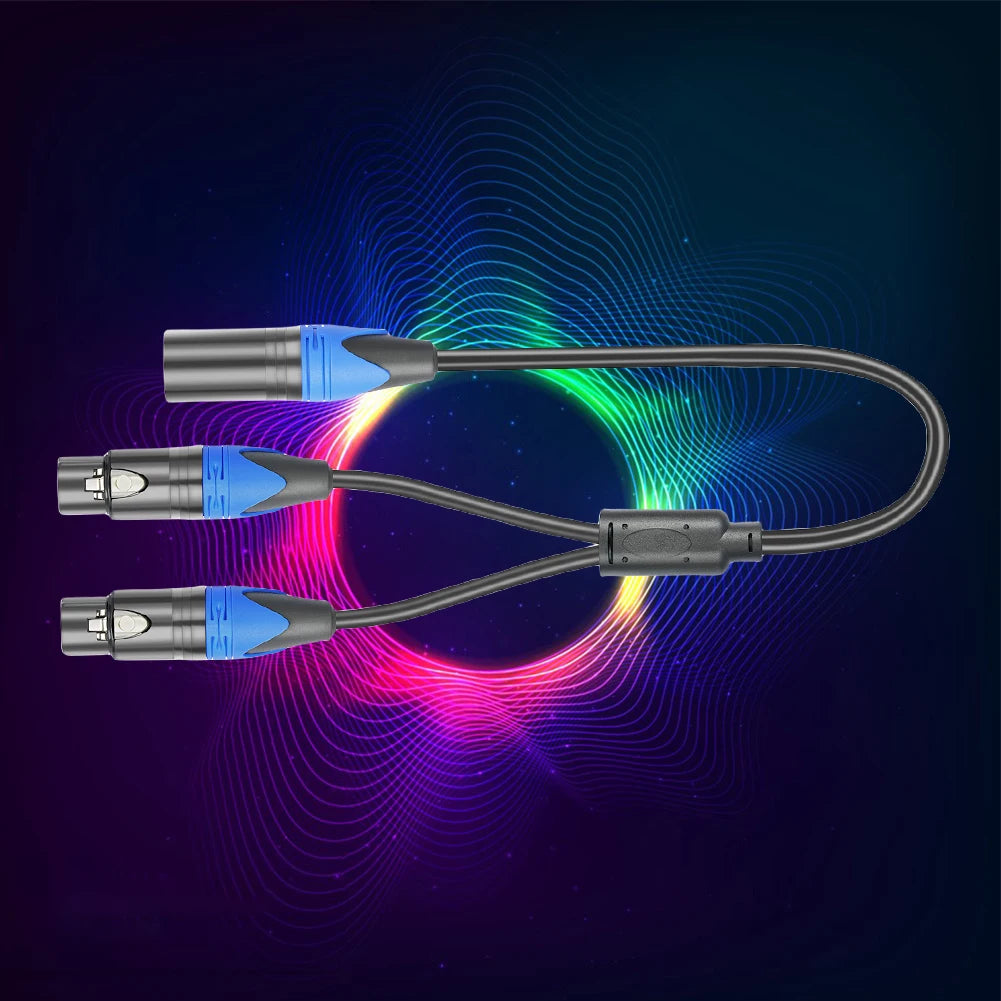 Premium XLR Splitter Cable 50CM 2 Pack Male to Dual Female Audio Extension Cord for Microphone Mixer Sound System Use Quake