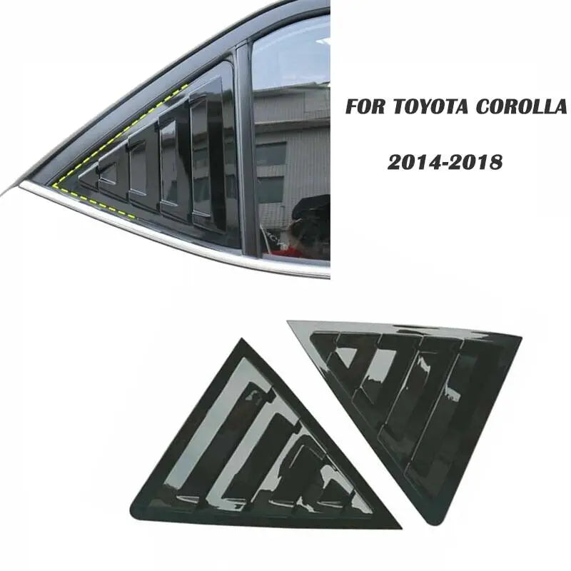 For Toyota Corolla 2014-2018 Car Rear Louver Window Side Shutter Cover Trim Sticker Vent Scoop ABS Carbon Fiber Black Auto Quake Gloss Black