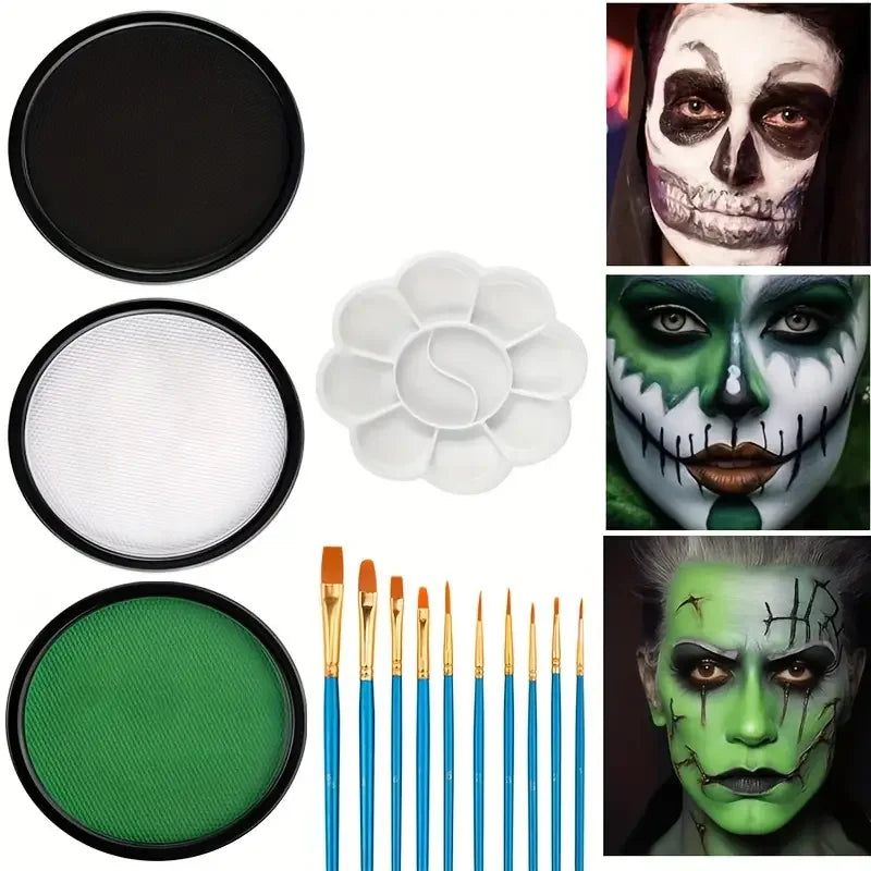 30G Water Solubility Monochromatic Body Paint Black And White Makeup Face Paint Halloween Party Waterproof Makeup Body Painting Quake A Set 5PCS