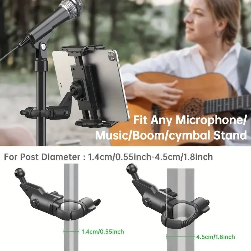 Tablet Holder for Microphone Stand,Mic Music Stand Tablet Holder for iPad,Smartphone Tablet Mic Stand Mount for Live Streaming Quake