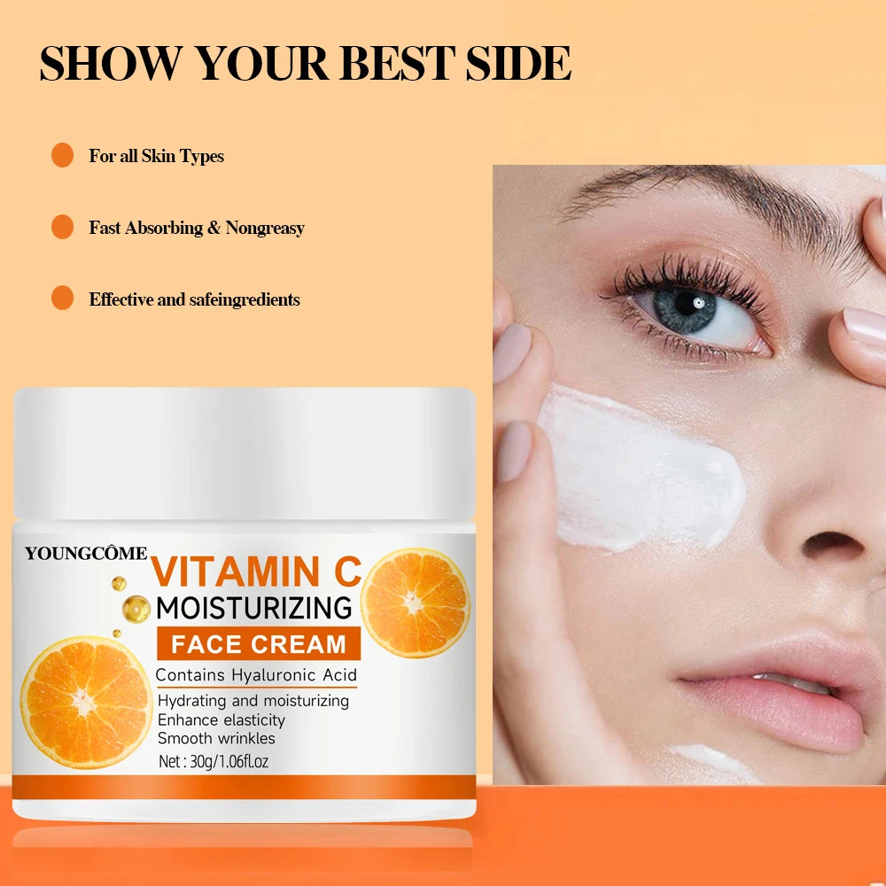 Vitamin C Moisturising Cream Repair Anti-aging Essence Facial Skin Care Contains Hyaluronic Acid Dark Spot Remover Moisturizing Quake