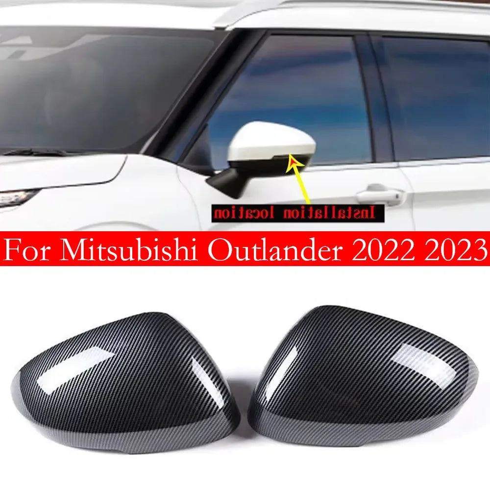 For Mitsubishi Outlander 2022 2023 Car Sticker Rearview Side Mirror Cover Wing Cap Exterior Door Rear View Case Trim Carbon Auto Quake