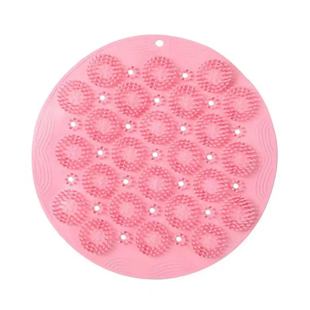 Exfoliating Shower Foot & Back Scrubber, Massage Pad,Wall Mounted Back Scrubber, Silicone Bath Massage Foot Mat with Suction Cup Quake C