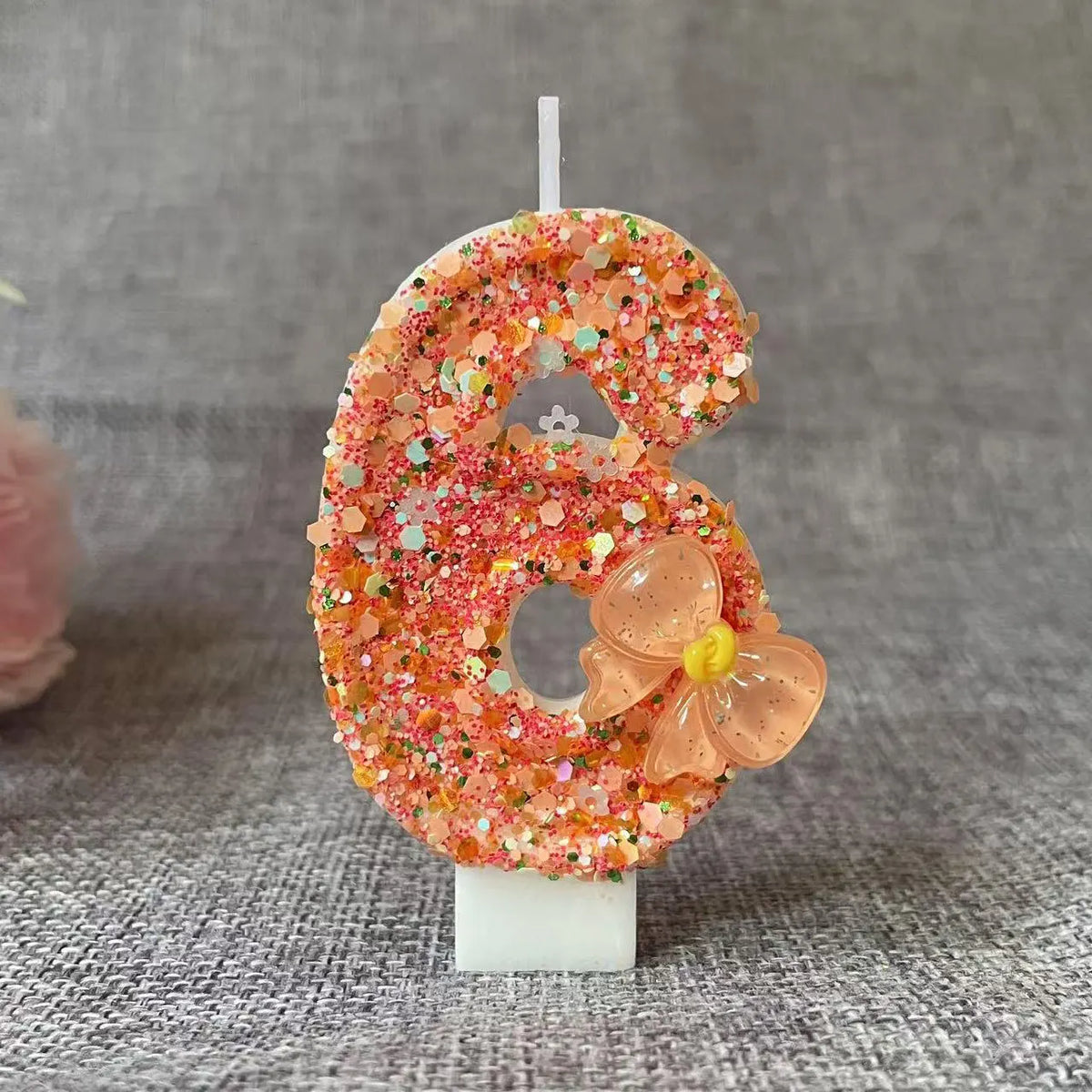 Birthday Candle Bow Orange Creative Ceremony Surprise Digital Decoration Candle Flower Style Quake G 1