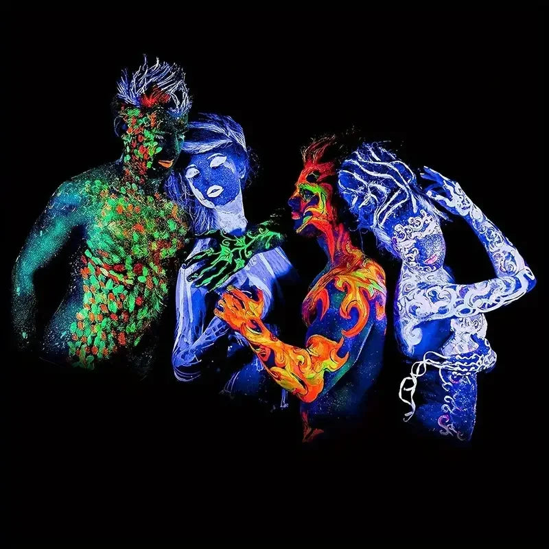 Two-colour fluorescent face body paint UV glow for Halloween,Christmas,theme parties,cosplay and club stage performances Makeup Quake